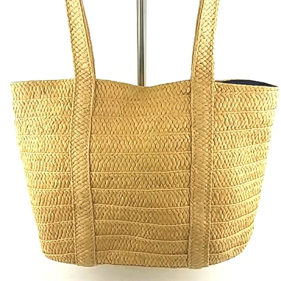 DRAPER JAMES CLASSIC WOVEN STRAW TOTE SOFT LARGE BEACH MARKET DAY TRIPPER - Picture 4 of 9